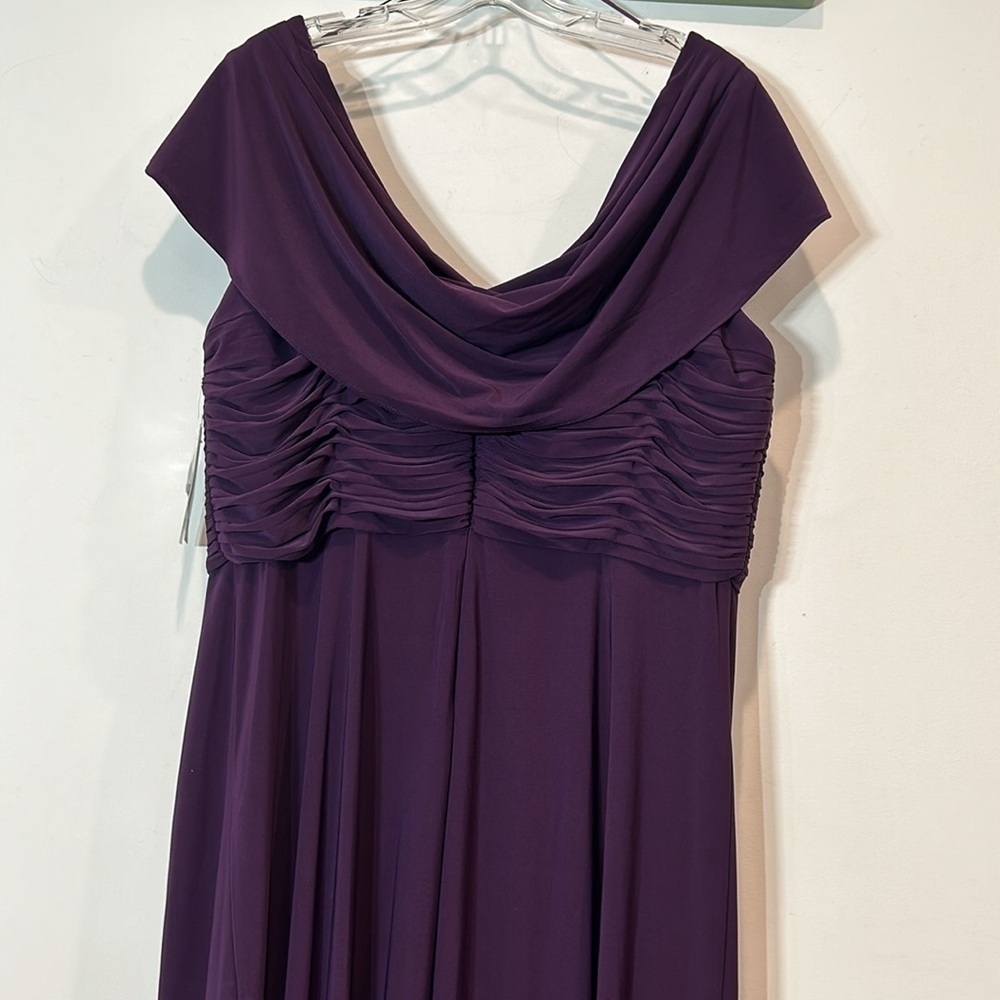 Alex Evenings Cowl Neck Beaded Waist Gown Plus size 18 eggplant mother of bride - Picture 9 of 11